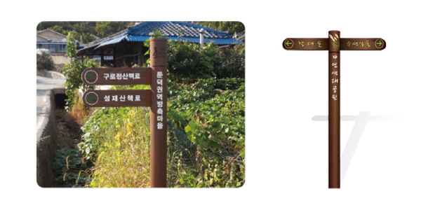 둔덕권역방측마을 방향안내판
